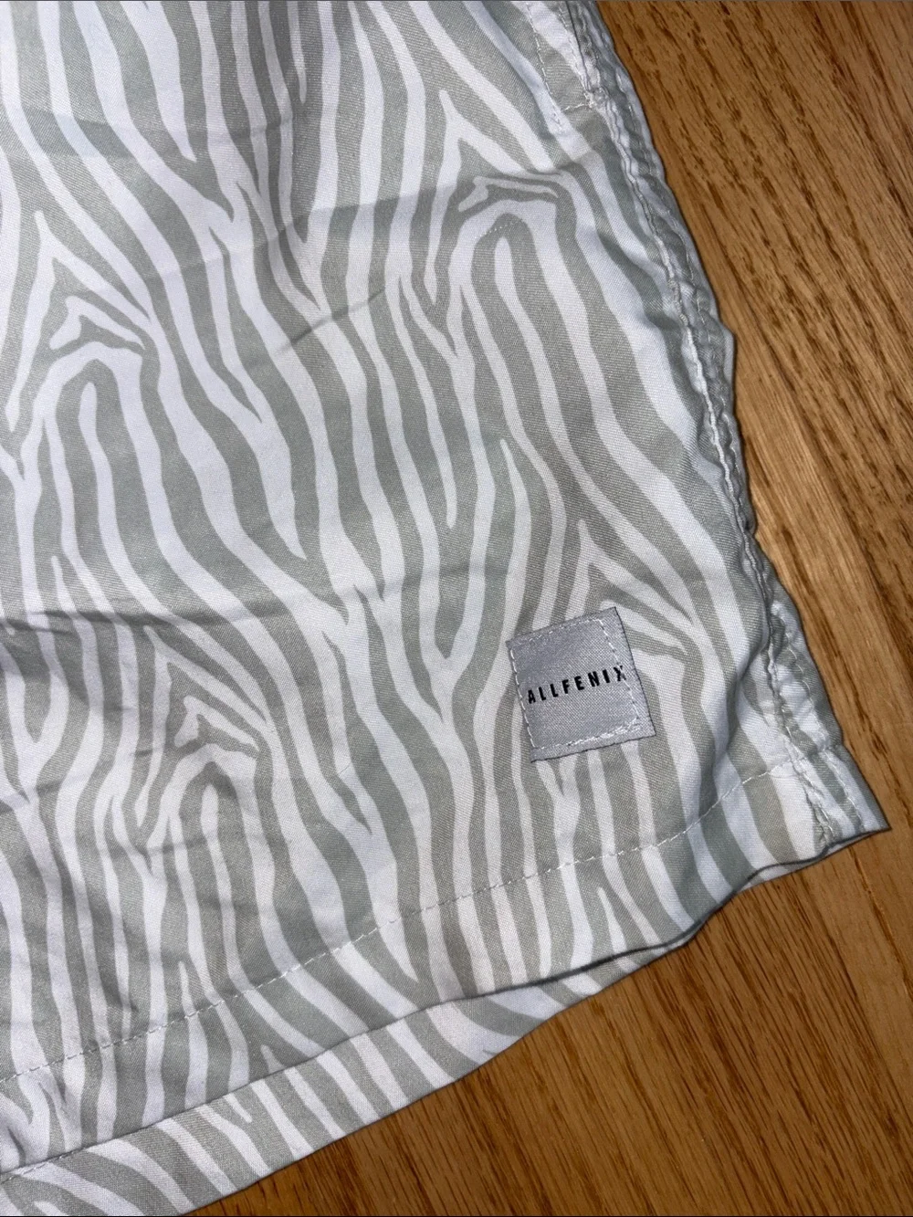 ALLFENIX small Men's Light Gray Zebra Print Swim Shorts